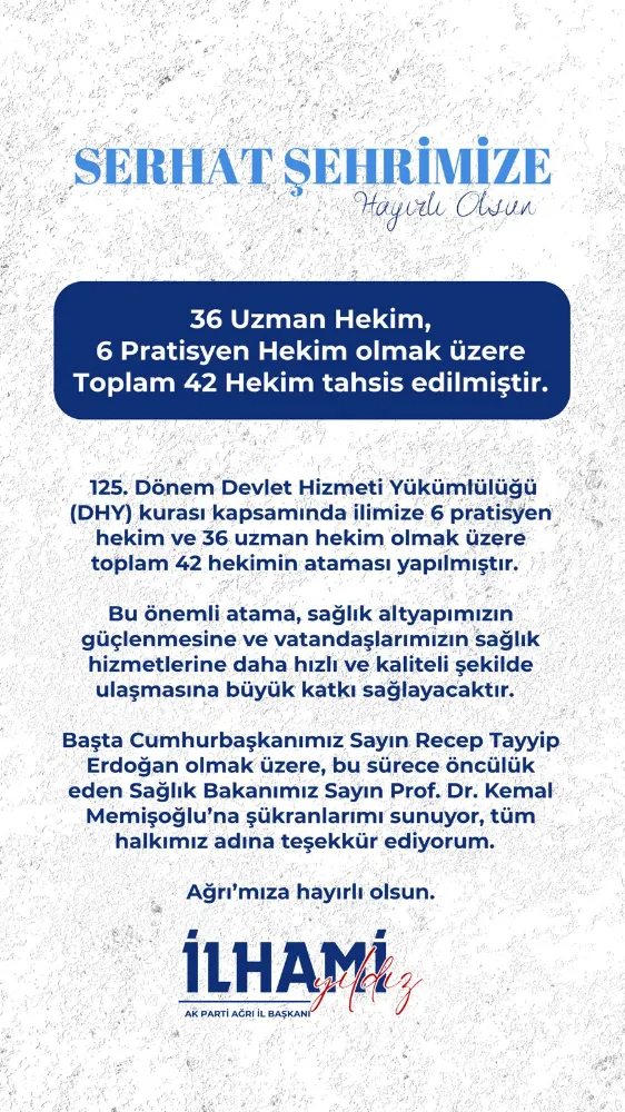 Ağrı’ya 42 Yeni Hekim Atandı: Sağlık Kadrosu Güçleniyor