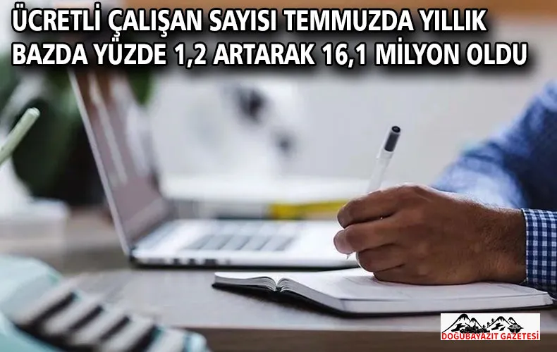 Ücretli çalışan sayısı temmuzda yıllık bazda yüzde 1,2 artarak 16,1 milyon oldu